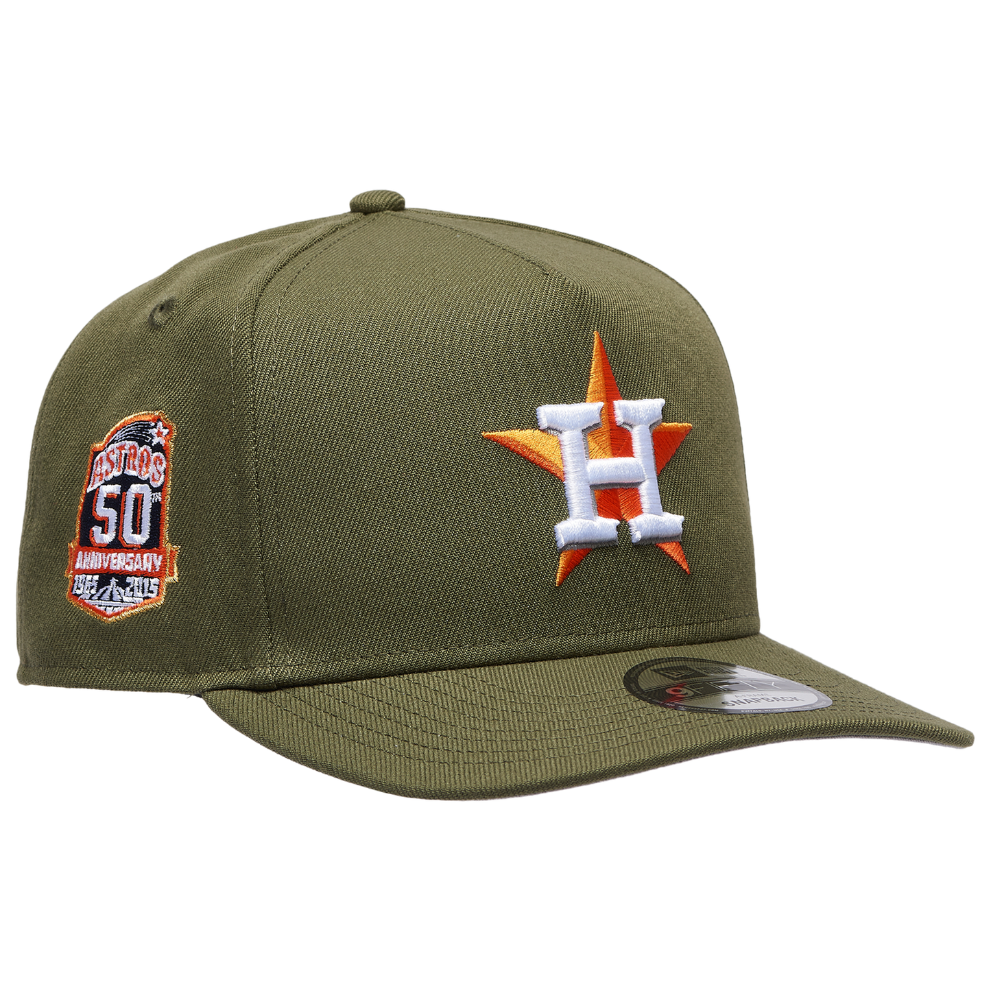New Era Houston Astros 50th 9FIFTY A-Frame Curve Cap - Men's - New Olive/Orange