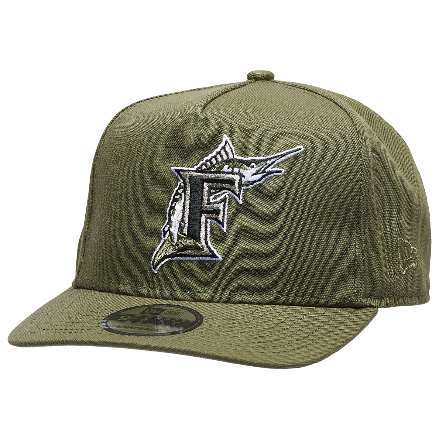 New Era Marlins 950AF 10th Anniversary Curve Cap - Men's - Olive/Olive