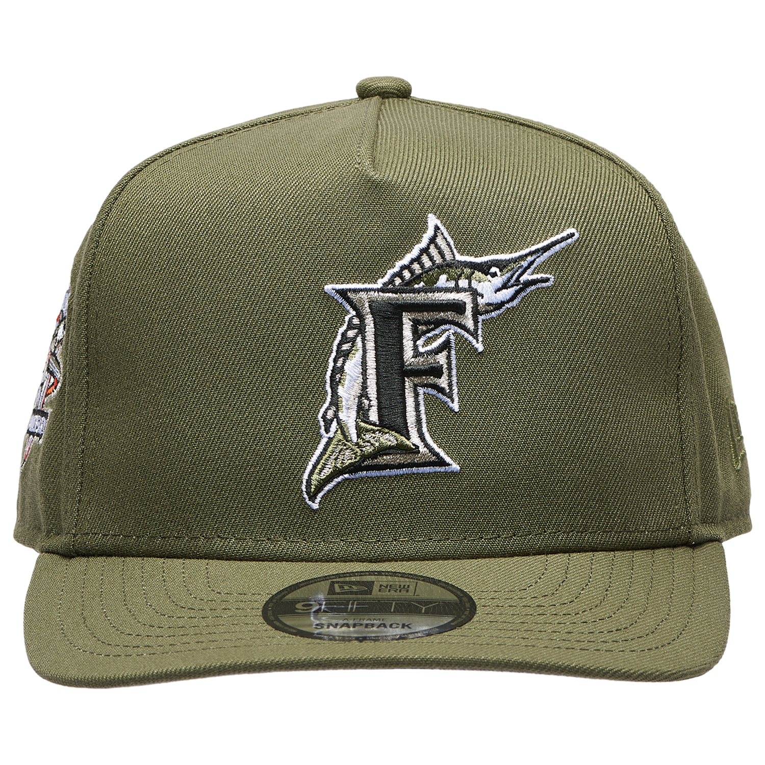 New Era Marlins 950AF 10th Anniversary Curve Cap - Men's - Olive/Olive
