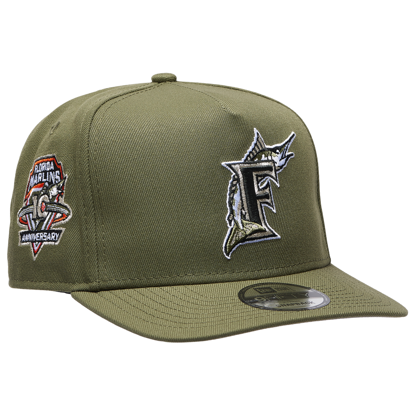New Era Marlins 950AF 10th Anniversary Curve Cap - Men's - Olive/Olive