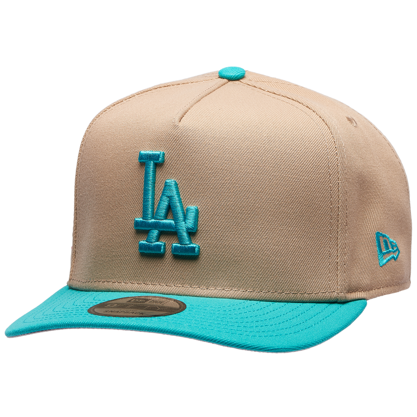 New Era Dodgers 9FIFTY A-Frame Curve 24 World Series Cap - Men's - Camel/Teal