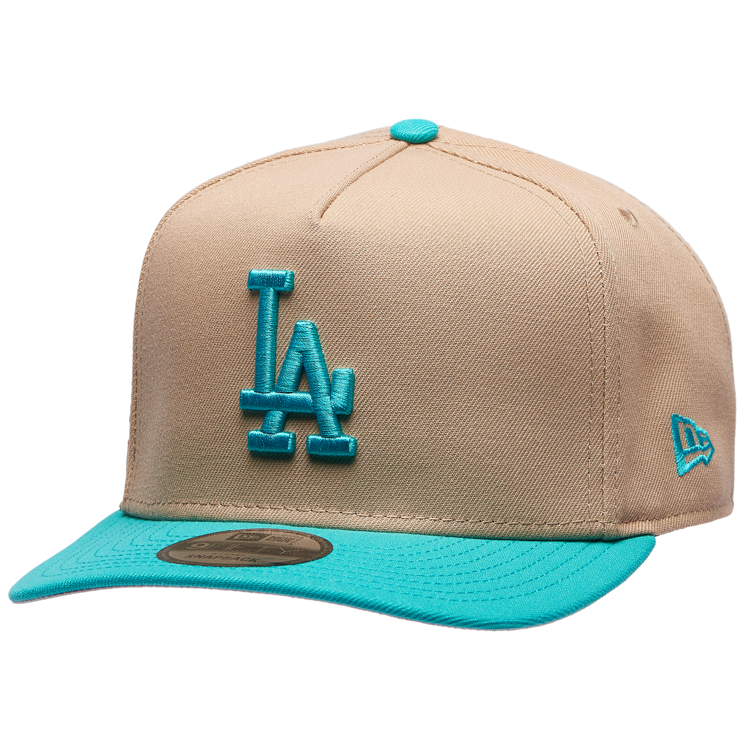New Era Dodgers 9FIFTY A-Frame Curve 24 World Series Cap - Men's - Camel/Teal