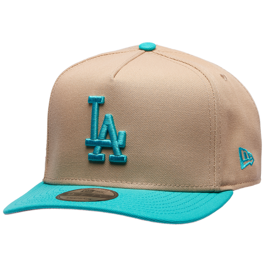 New Era Dodgers 9FIFTY A-Frame Curve 24 World Series Cap - Men's - Camel/Teal