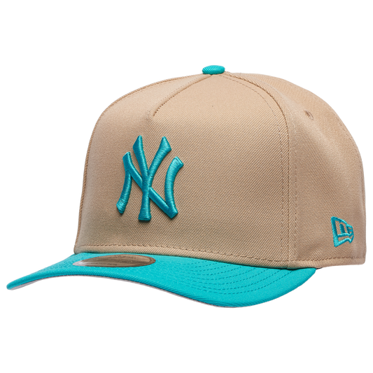 New Era Yankees 9FIFTY A-Frame Curve 56 World Series Cap - Men's - Teal/Camel