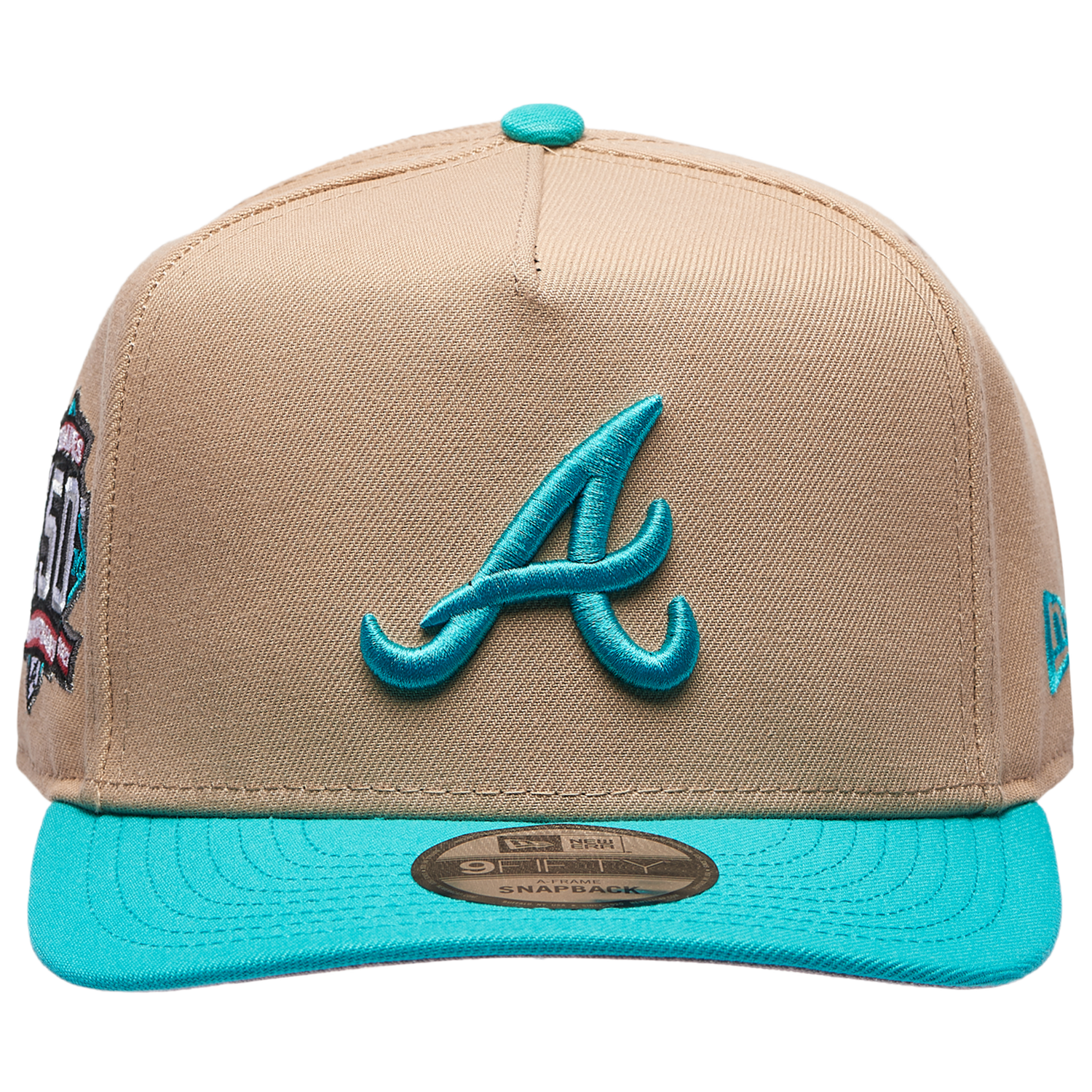 New Era Braves 9FIFTY A-Frame Curve 150th Cap - Men's - Camel/Teal