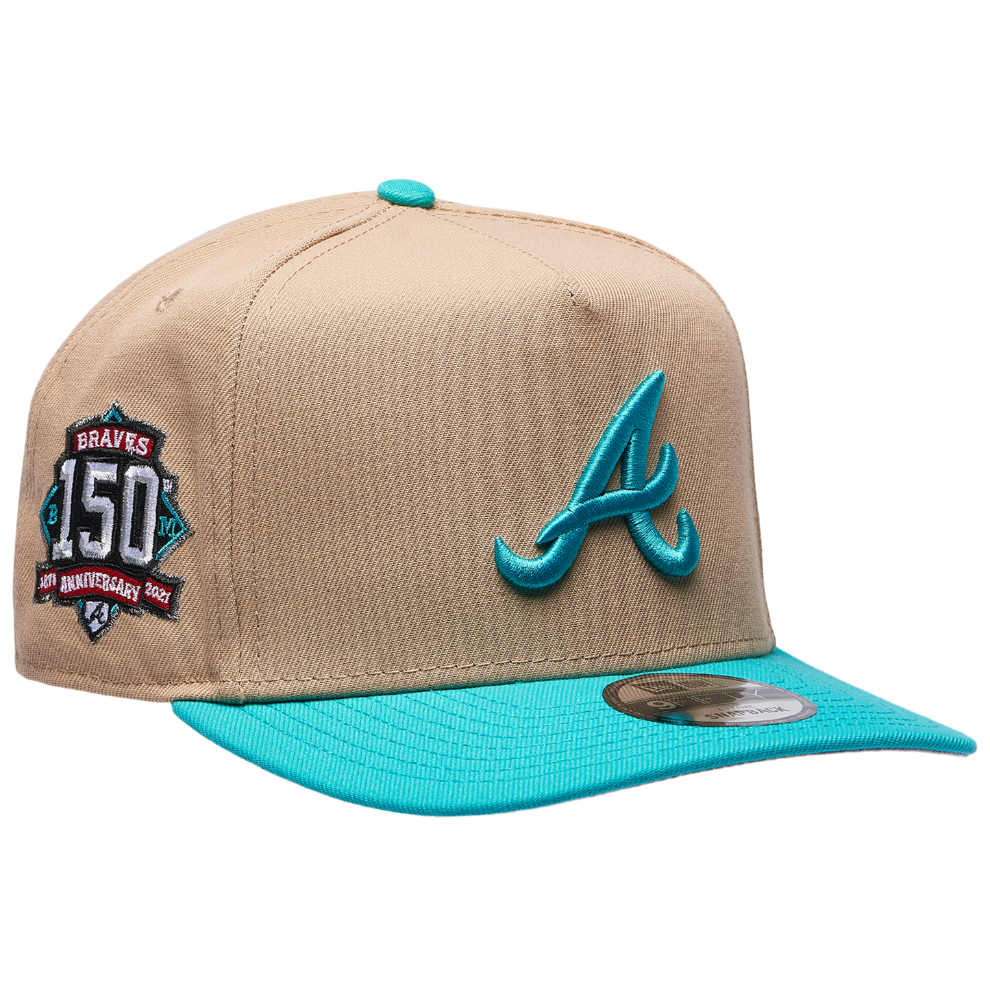 New Era Braves 9FIFTY A-Frame Curve 150th Cap - Men's - Camel/Teal