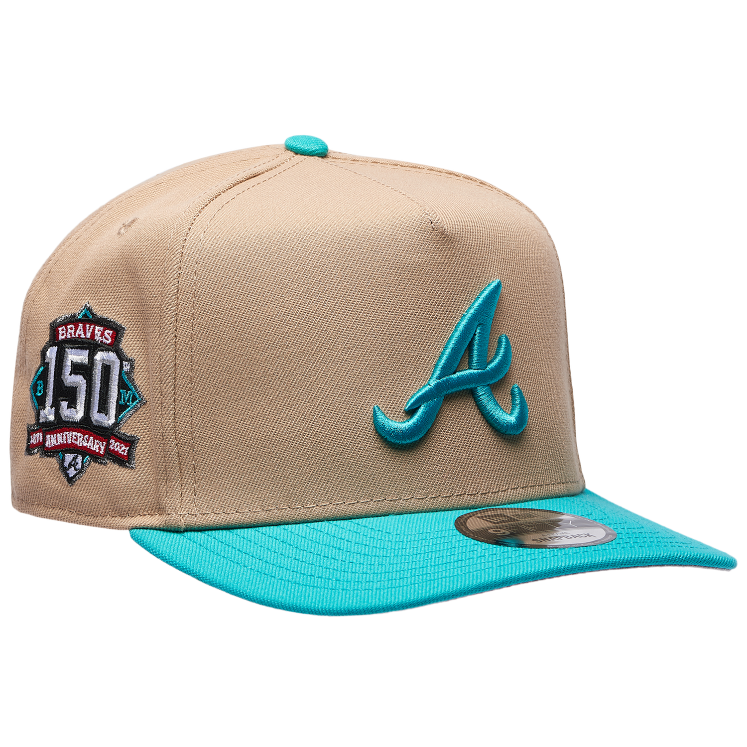 New Era Braves 9FIFTY A-Frame Curve 150th Cap - Men's - Camel/Teal