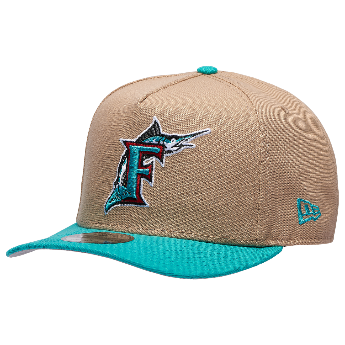 New Era Marlins 9FIFTY A-Frame Curve ING Cap - Men's - Camel/Teal