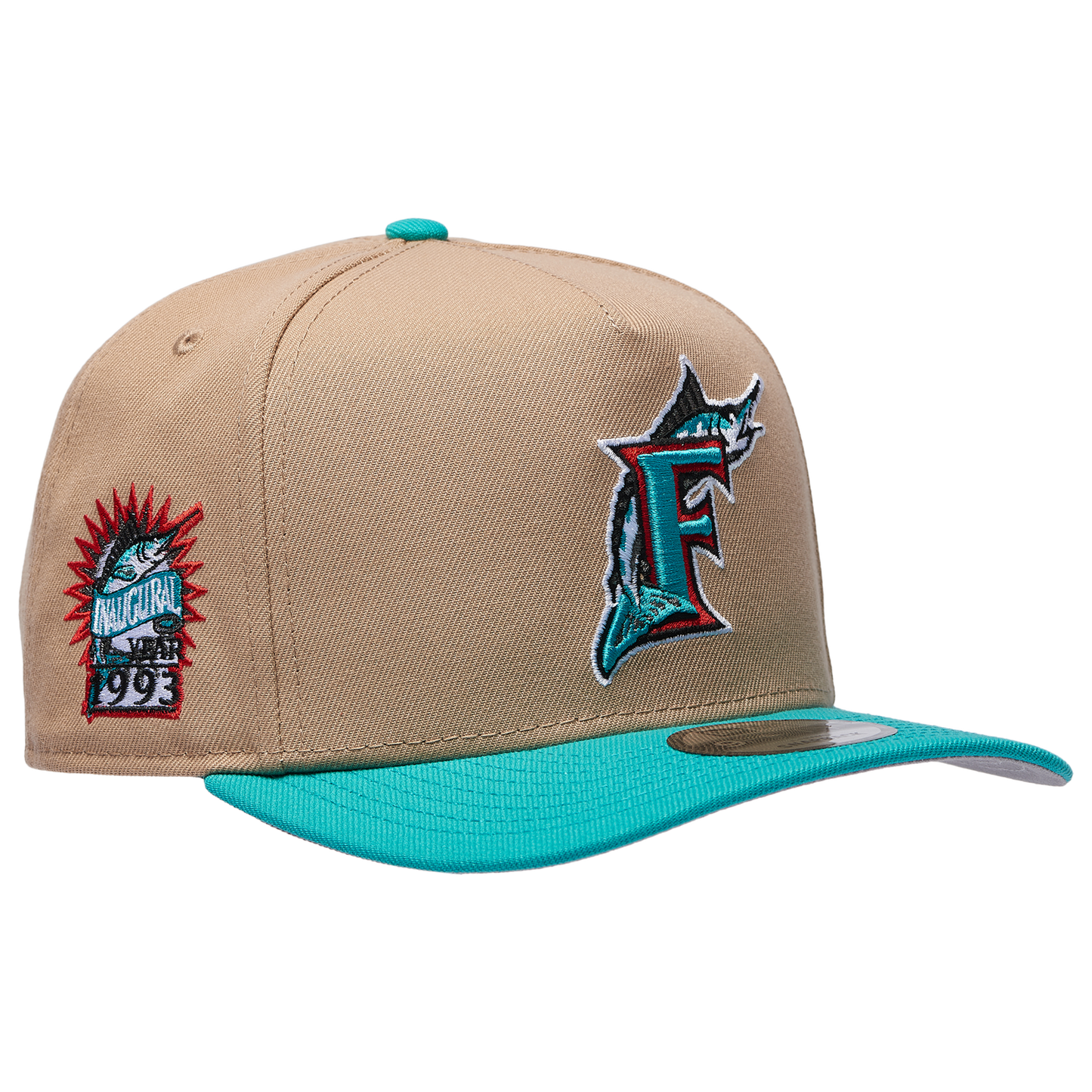New Era Marlins 9FIFTY A-Frame Curve ING Cap - Men's - Camel/Teal