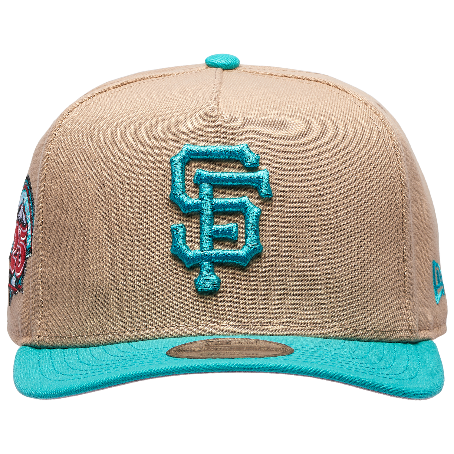 New Era Giants 9FIFTY A-Frame Curve 25th Cap - Men's - Camel/Teal