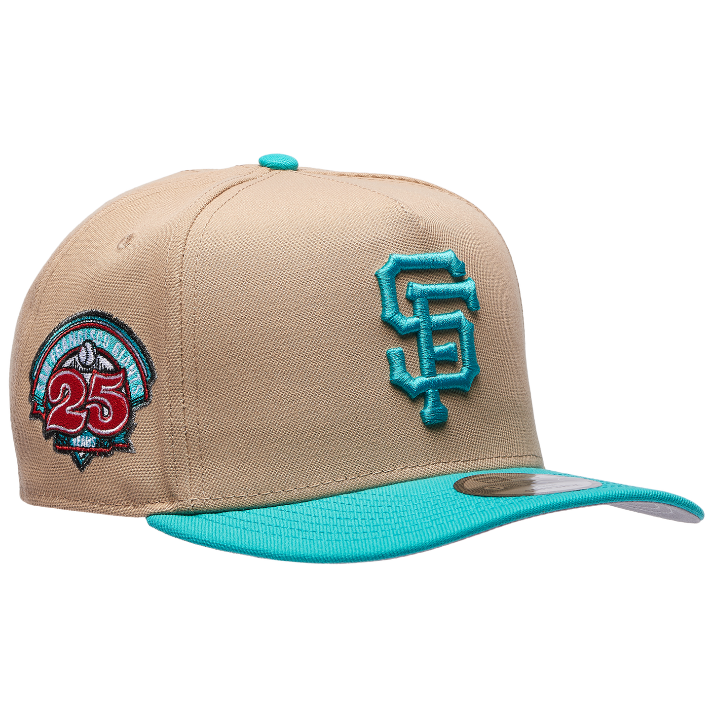 New Era Giants 9FIFTY A-Frame Curve 25th Cap - Men's - Camel/Teal