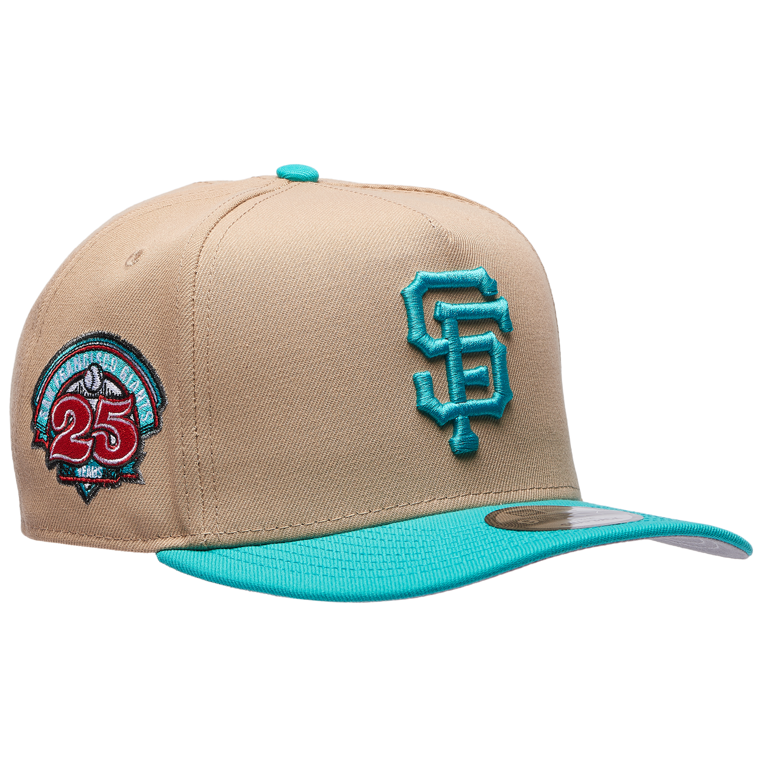 New Era Giants 9FIFTY A-Frame Curve 25th Cap - Men's - Camel/Teal