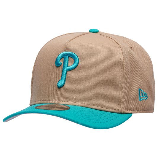 New Era Phillies 9FIFTY A-Frame Curve 100 Years Cap - Men's - Teal/Camel