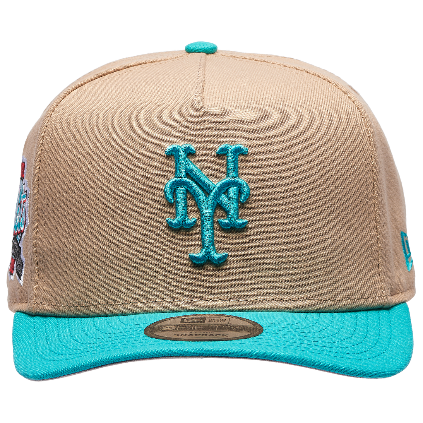 New Era Mets 9FIFTY A-Frame Curve 40th Cap - Men's - Camel/Teal