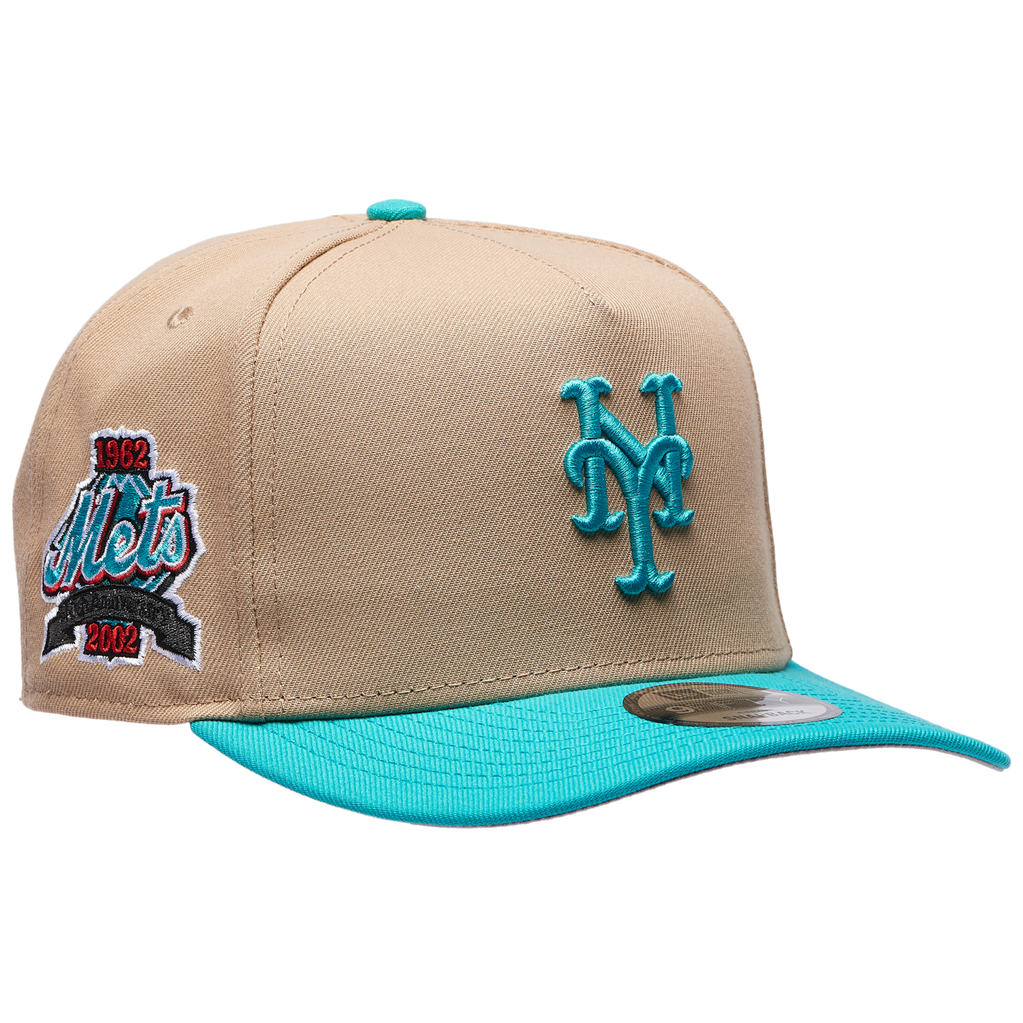 New Era Mets 9FIFTY A-Frame Curve 40th Cap - Men's - Camel/Teal