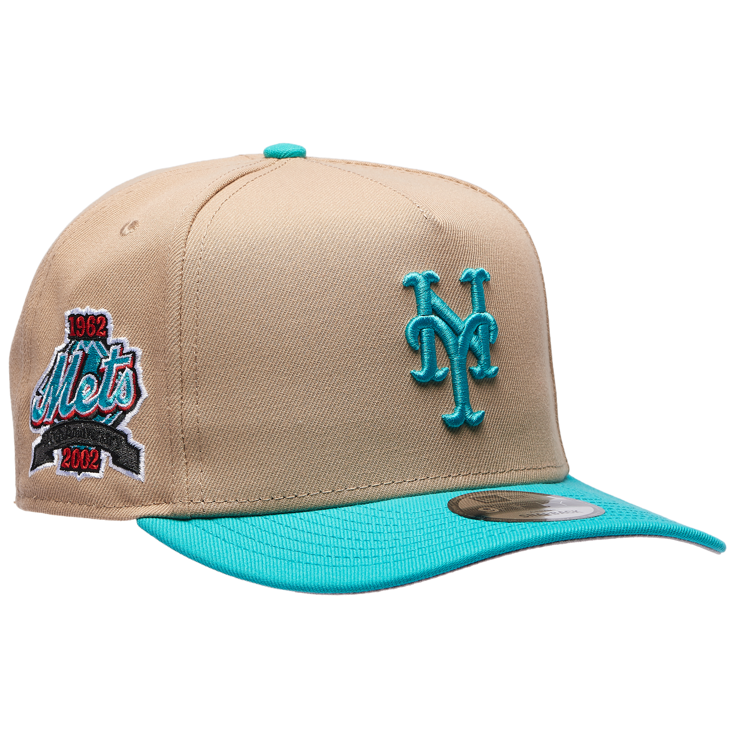 New Era Mets 9FIFTY A-Frame Curve 40th Cap - Men's - Camel/Teal