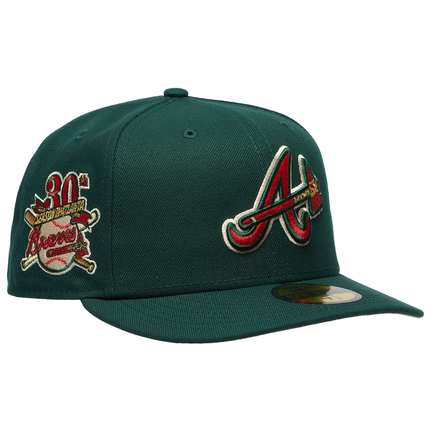 New Era Braves 5950PC 30th Anniversary Cap - Men's - Dark Green/Multi