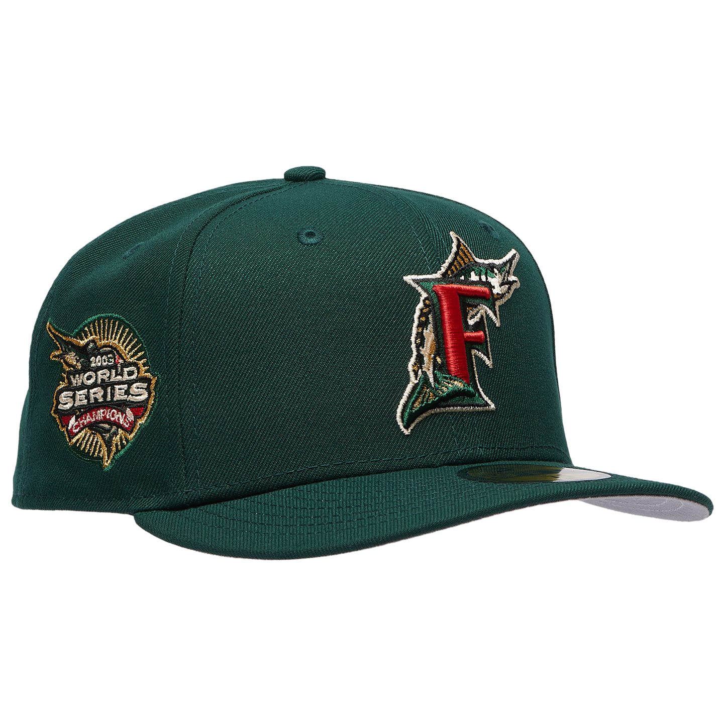 New Era Marlins 5950PC 03 World Series Champ Cap - Men's - Multi/Dark Green