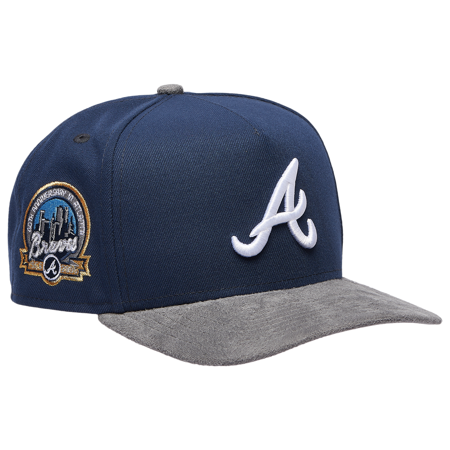 New Era Braves 950 A-Frame Curve 40TH Cap - Men's - Gray Suede/Oceanside Blue