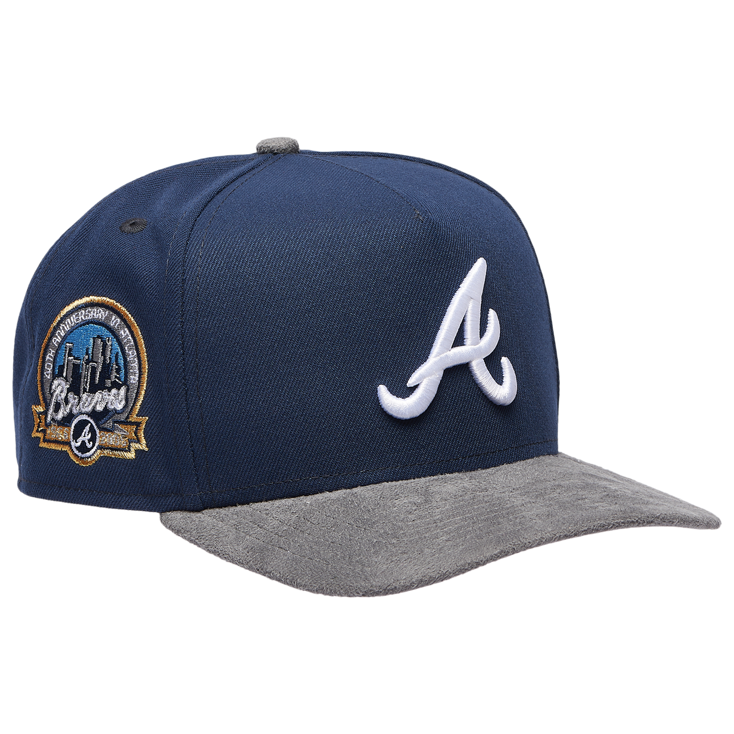New Era Braves 950 A-Frame Curve 40TH Cap - Men's - Gray Suede/Oceanside Blue