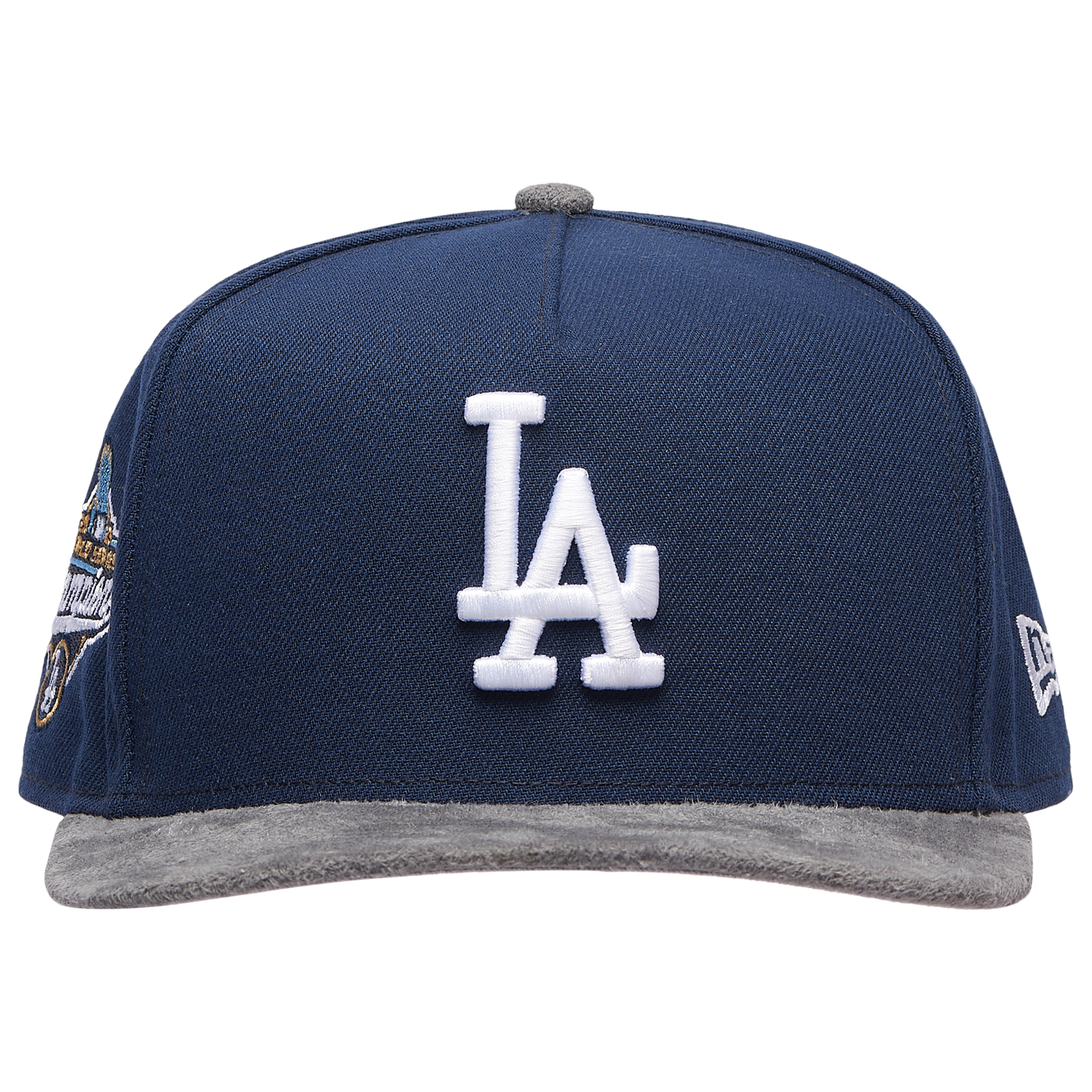 New Era Dodgers 9FIFTY A-Frame Curve 25 WS Champs Cap - Men's - Gray Suede/Oceanside Blue
