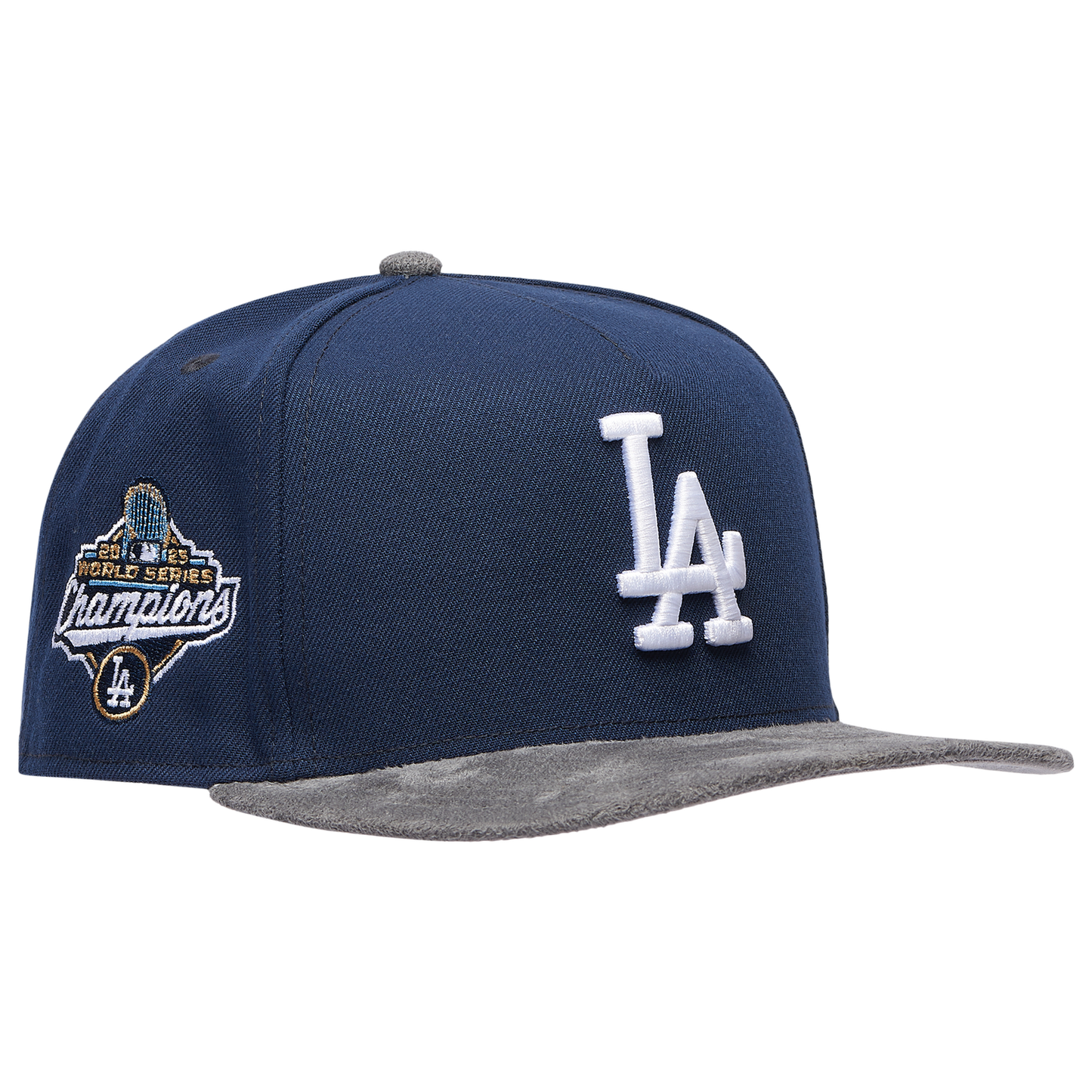 New Era Dodgers 9FIFTY A-Frame Curve 25 WS Champs Cap - Men's - Gray Suede/Oceanside Blue