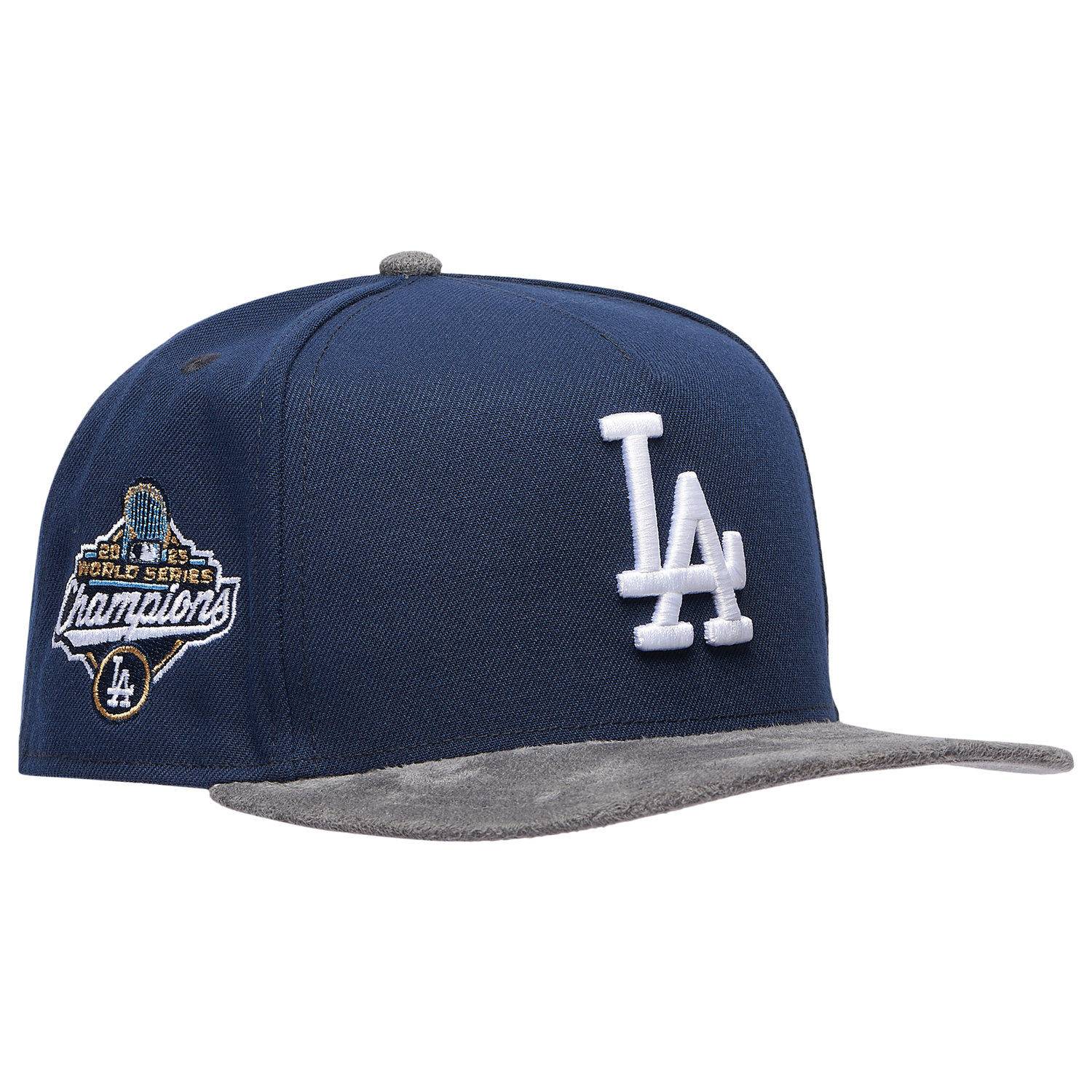 New Era Dodgers 9FIFTY A-Frame Curve 25 WS Champs Cap - Men's - Gray Suede/Oceanside Blue