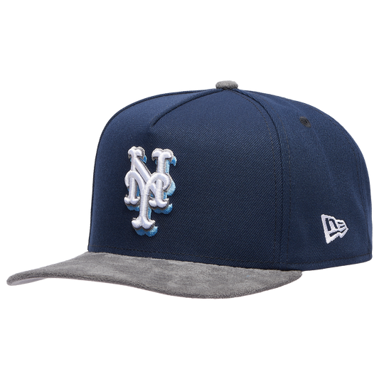 New Era Mets 9FIFTY A-Frame Curve 86 WS Champs Cap - Men's - Gray Suede/Oceanside Blue