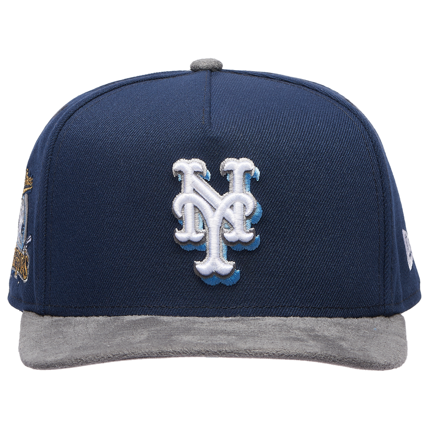 New Era Mets 9FIFTY A-Frame Curve 86 WS Champs Cap - Men's - Gray Suede/Oceanside Blue