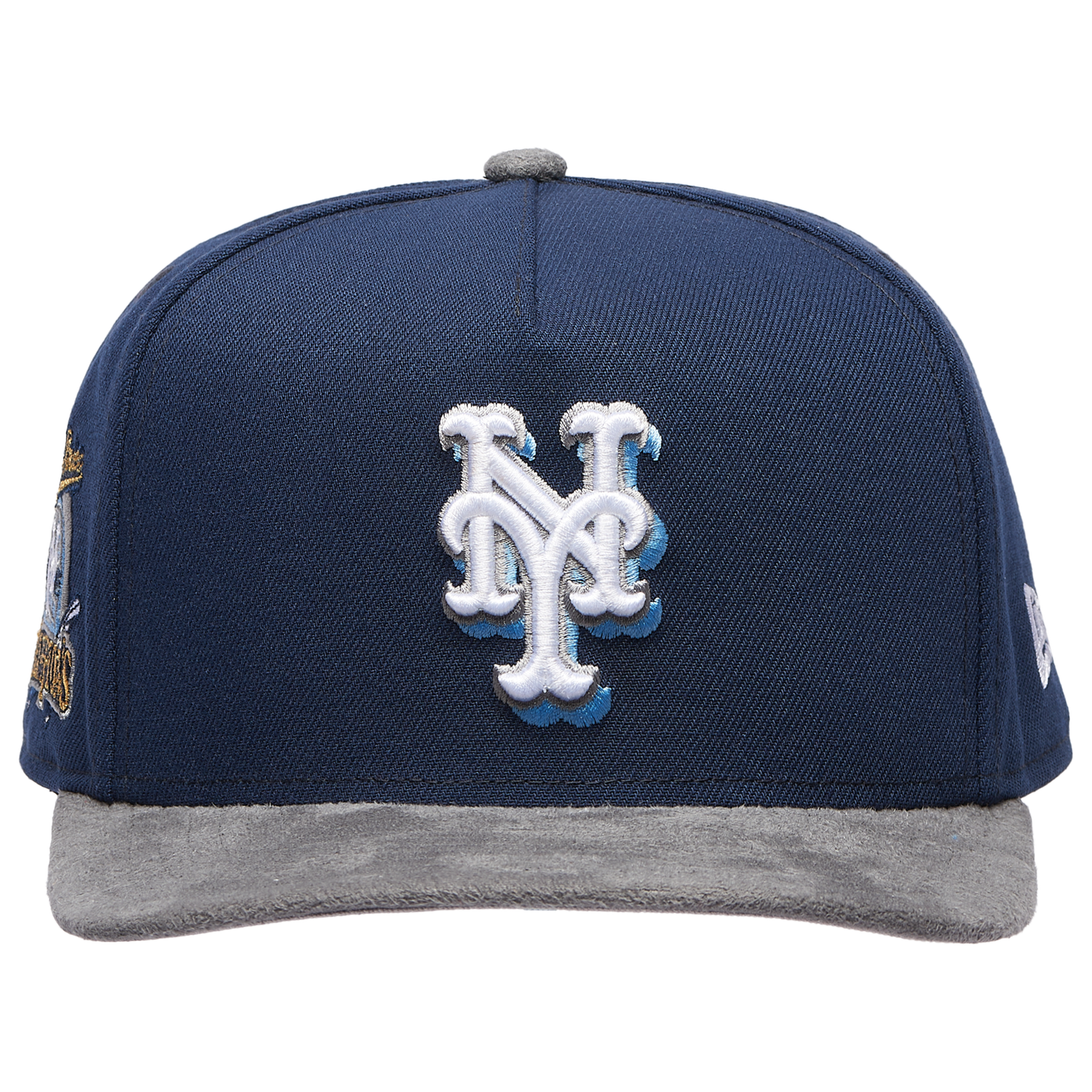 New Era Mets 9FIFTY A-Frame Curve 86 WS Champs Cap - Men's - Gray Suede/Oceanside Blue