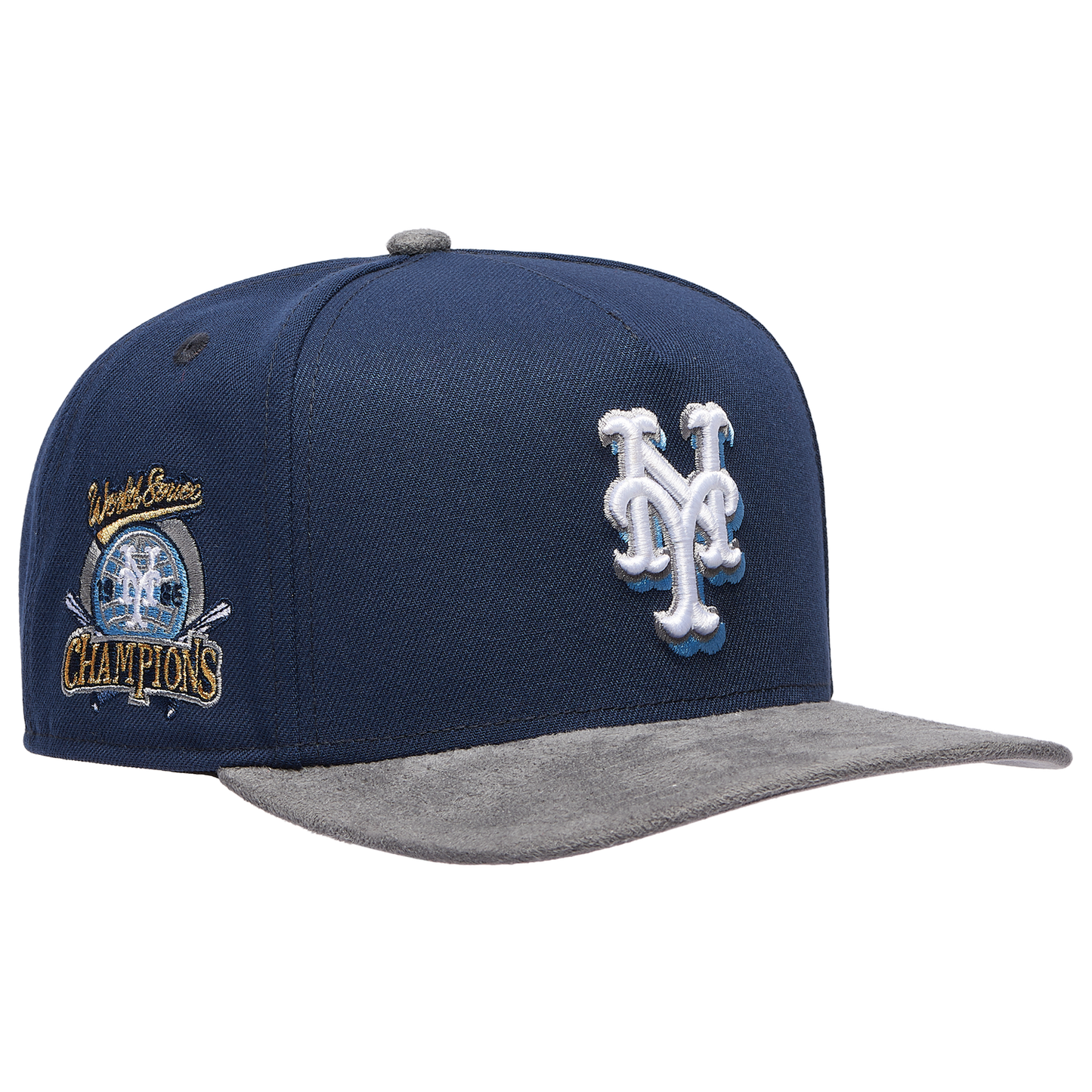 New Era Mets 9FIFTY A-Frame Curve 86 WS Champs Cap - Men's - Gray Suede/Oceanside Blue