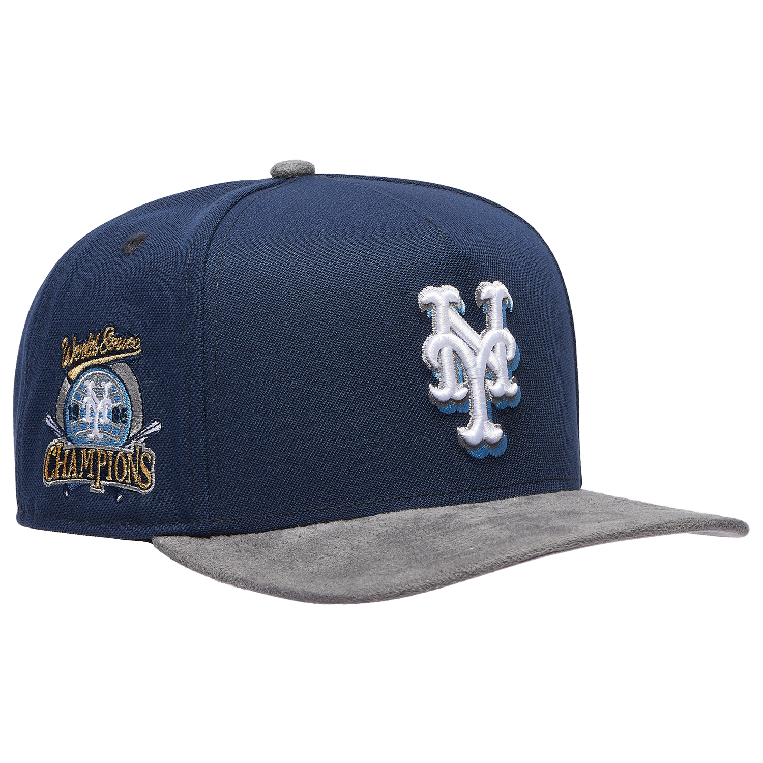 New Era Mets 9FIFTY A-Frame Curve 86 WS Champs Cap - Men's - Gray Suede/Oceanside Blue