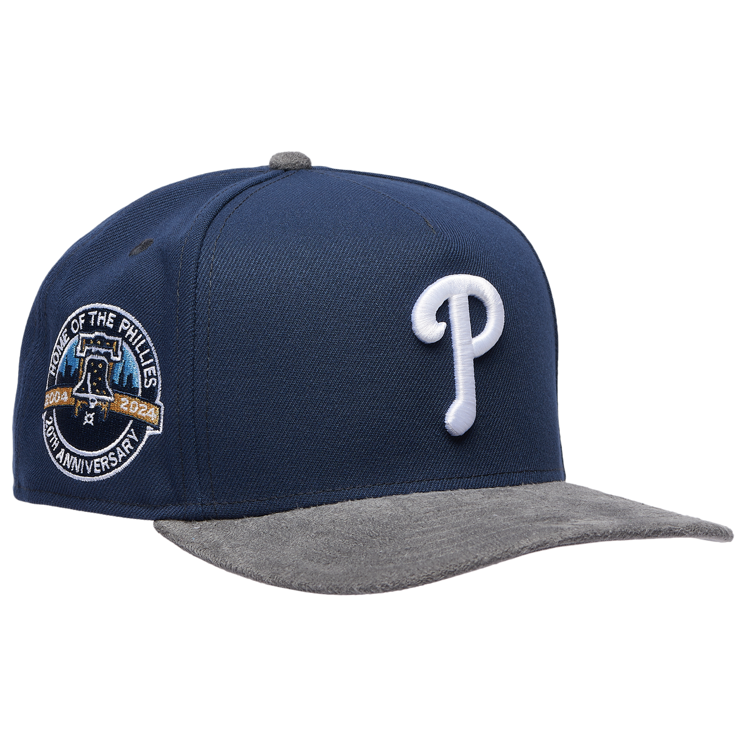 New Era Phillies 950 A-Frame Curve 20TH Cap - Men's - Oceanside Blue/Gray Suede