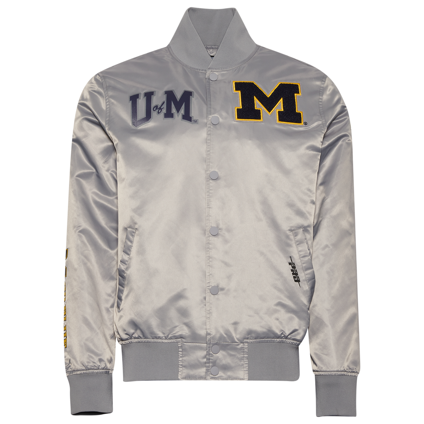 Pro Standard Michigan Classic Satin Jacket - Men's - Silver/Navy