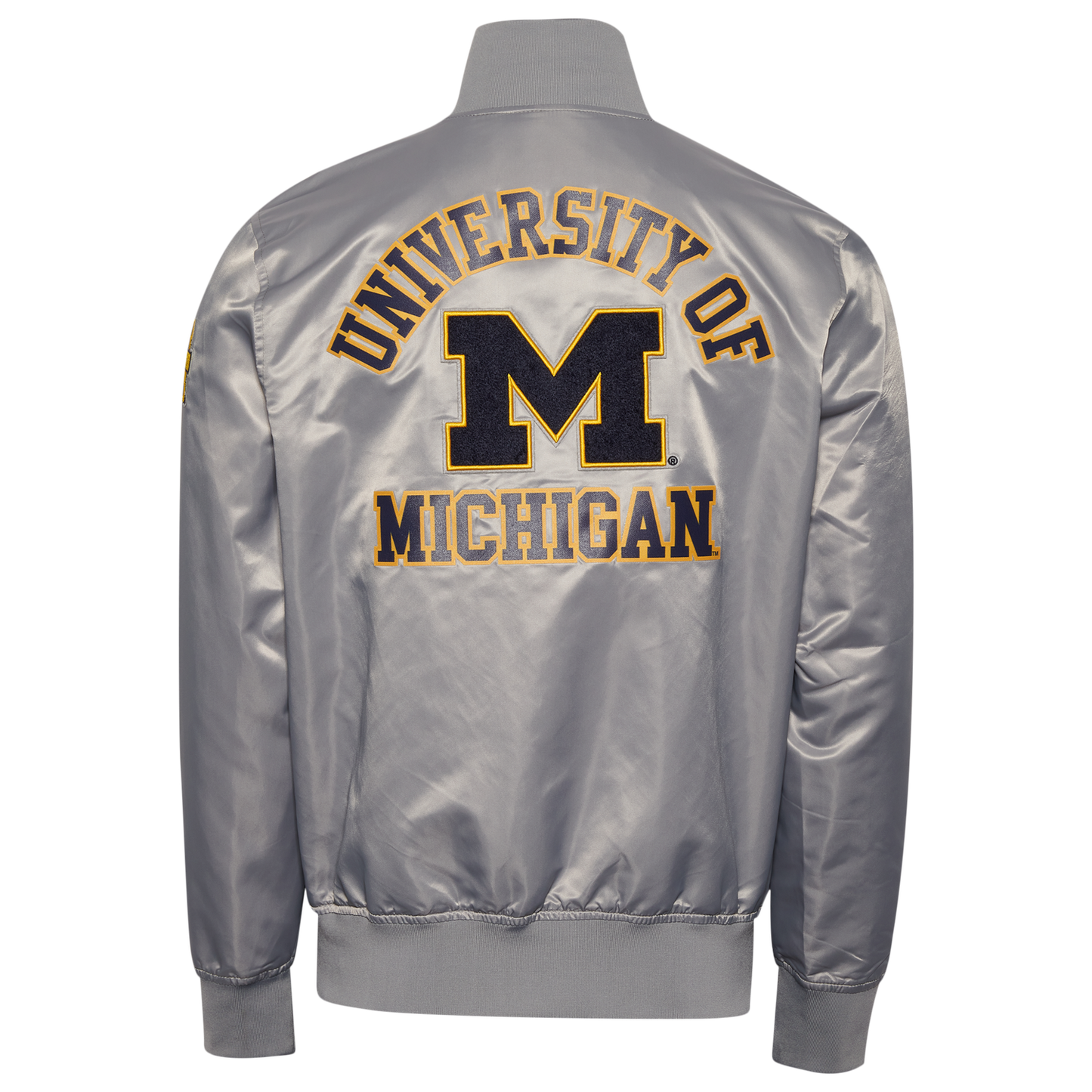 Pro Standard Michigan Classic Satin Jacket - Men's - Silver/Navy