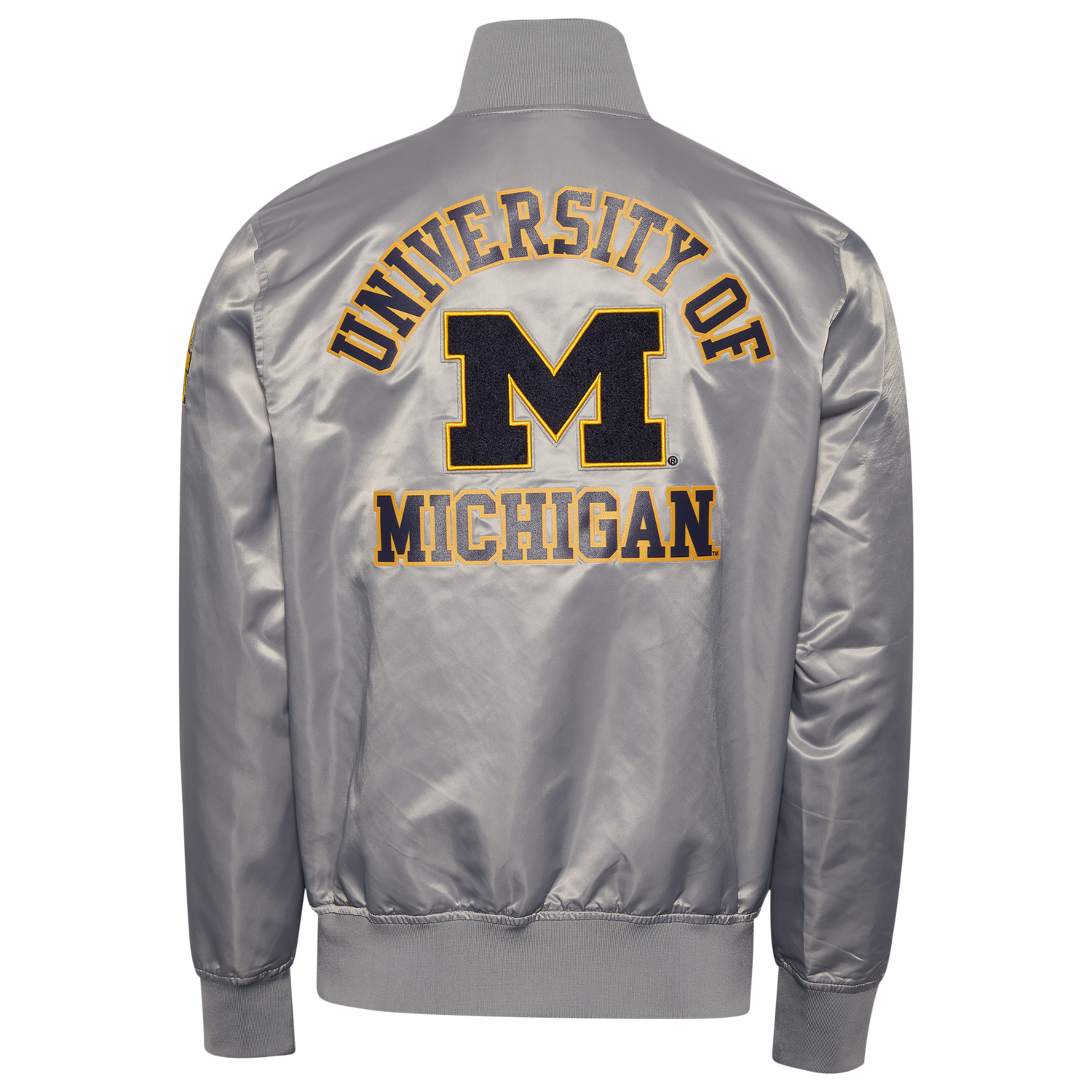 Pro Standard Michigan Classic Satin Jacket - Men's - Silver/Navy