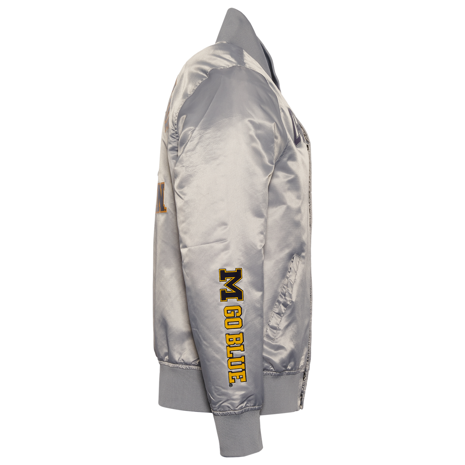 Pro Standard Michigan Classic Satin Jacket - Men's - Silver/Navy