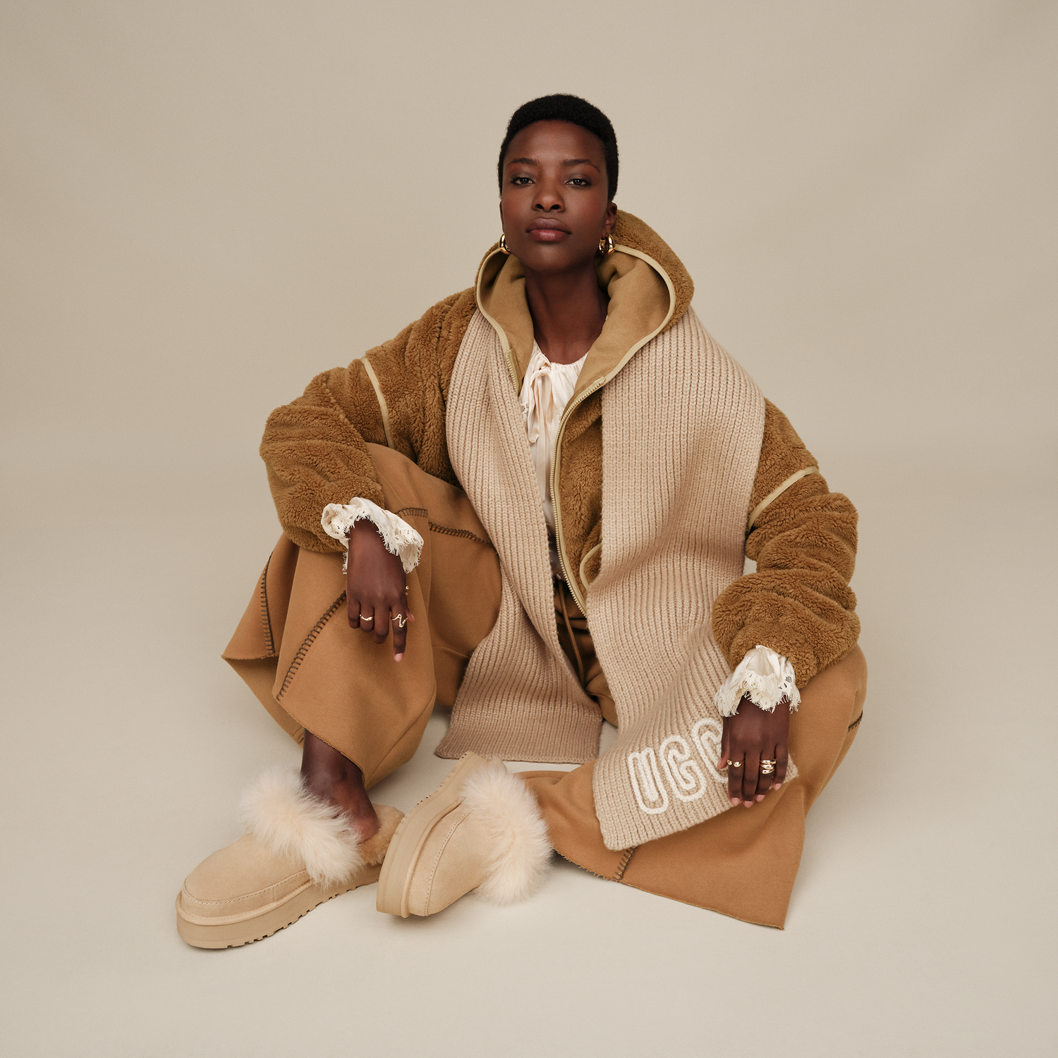 UGG Mariella Fluff Full-Zip Hoodie - Women's - Brown/Chestnut