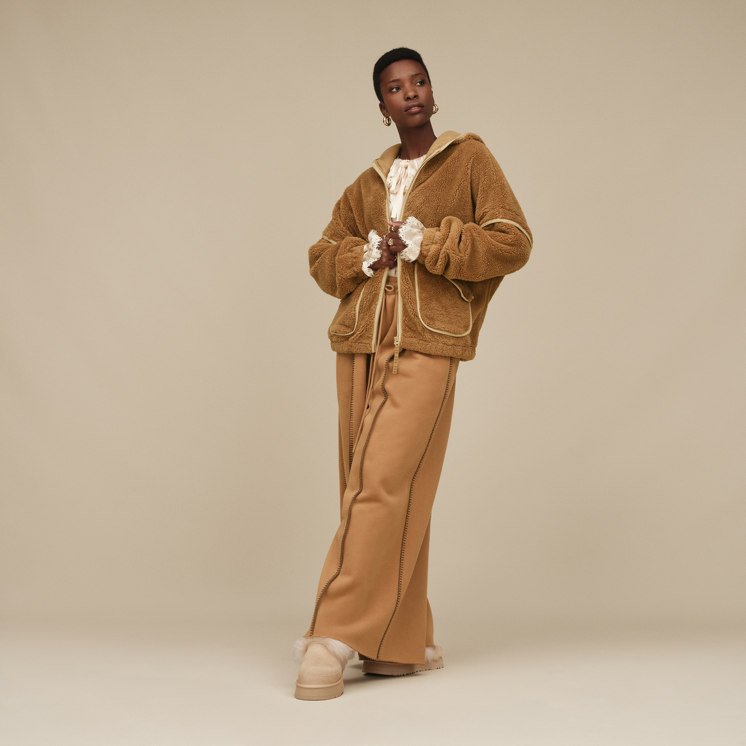 UGG Mariella Fluff Full-Zip Hoodie - Women's - Brown/Chestnut