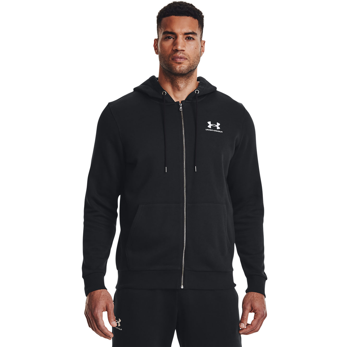 Under Armour Essential Fleece Full-Zip Hoodie - Men's - Black/White