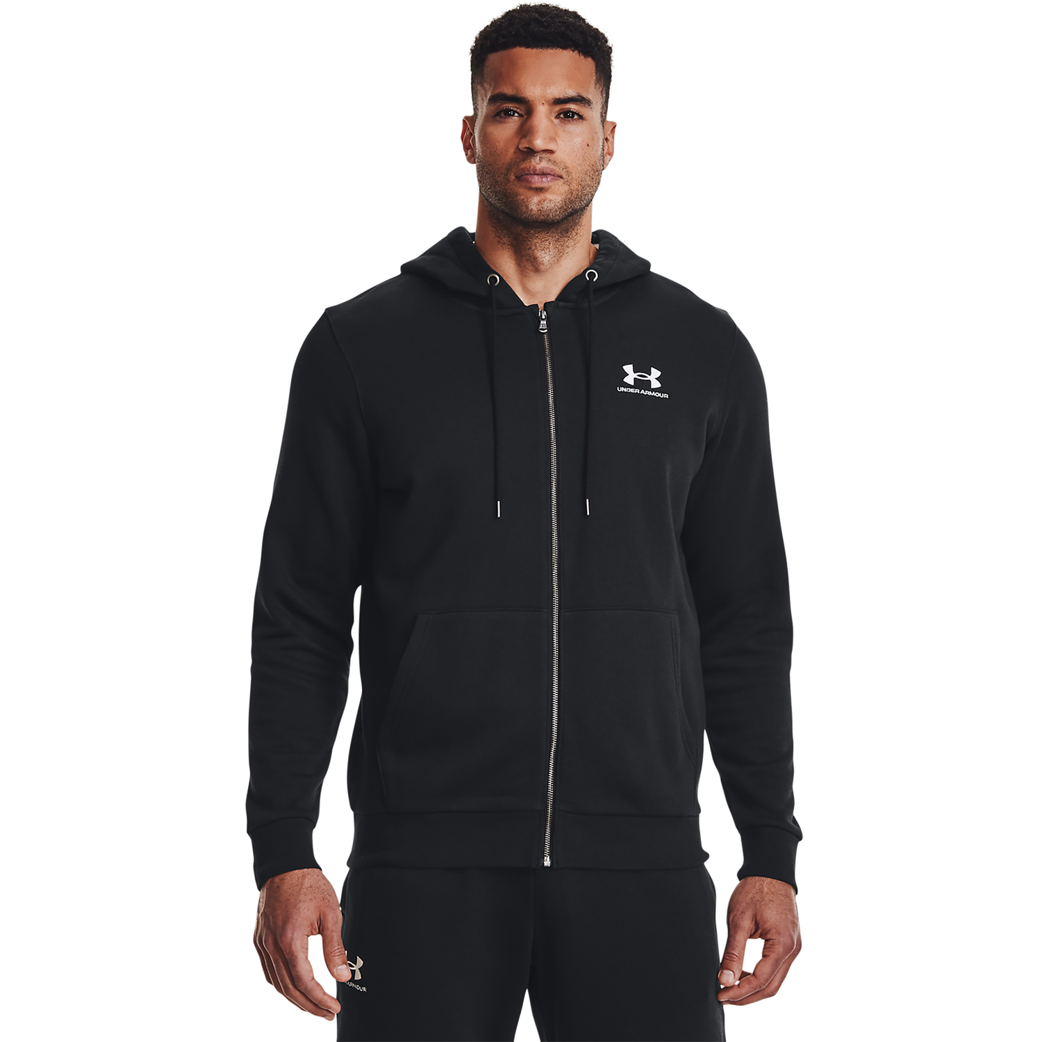 Under Armour Essential Fleece Full-Zip Hoodie - Men's - Black/White