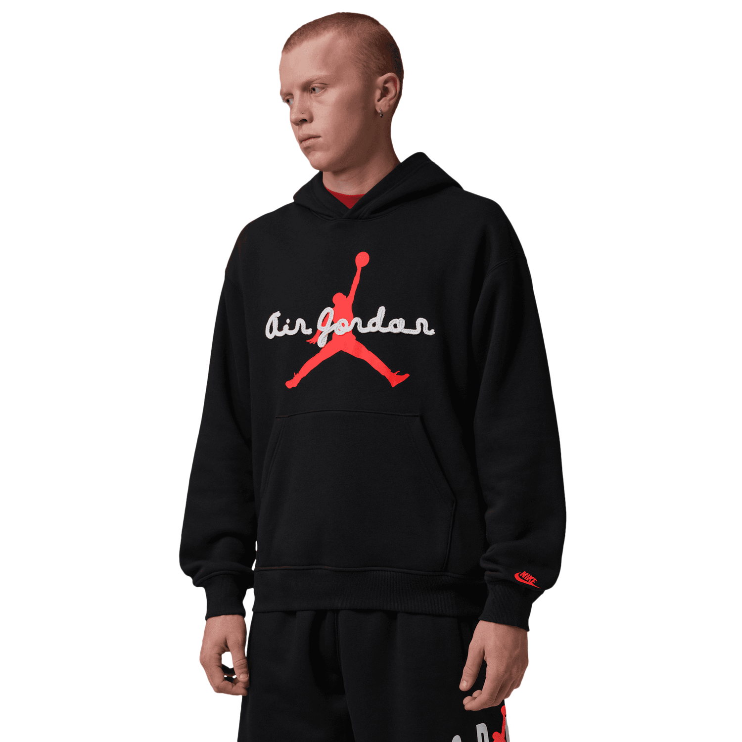 Jordan AJ6 Script Brooklyn Fleece Pullover Hoodie - Men's - Infrared 23/Black