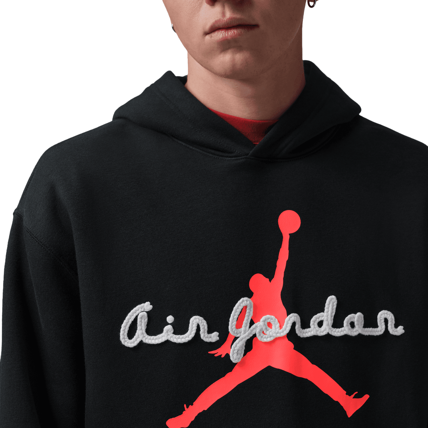 Jordan AJ6 Script Brooklyn Fleece Pullover Hoodie - Men's - Infrared 23/Black