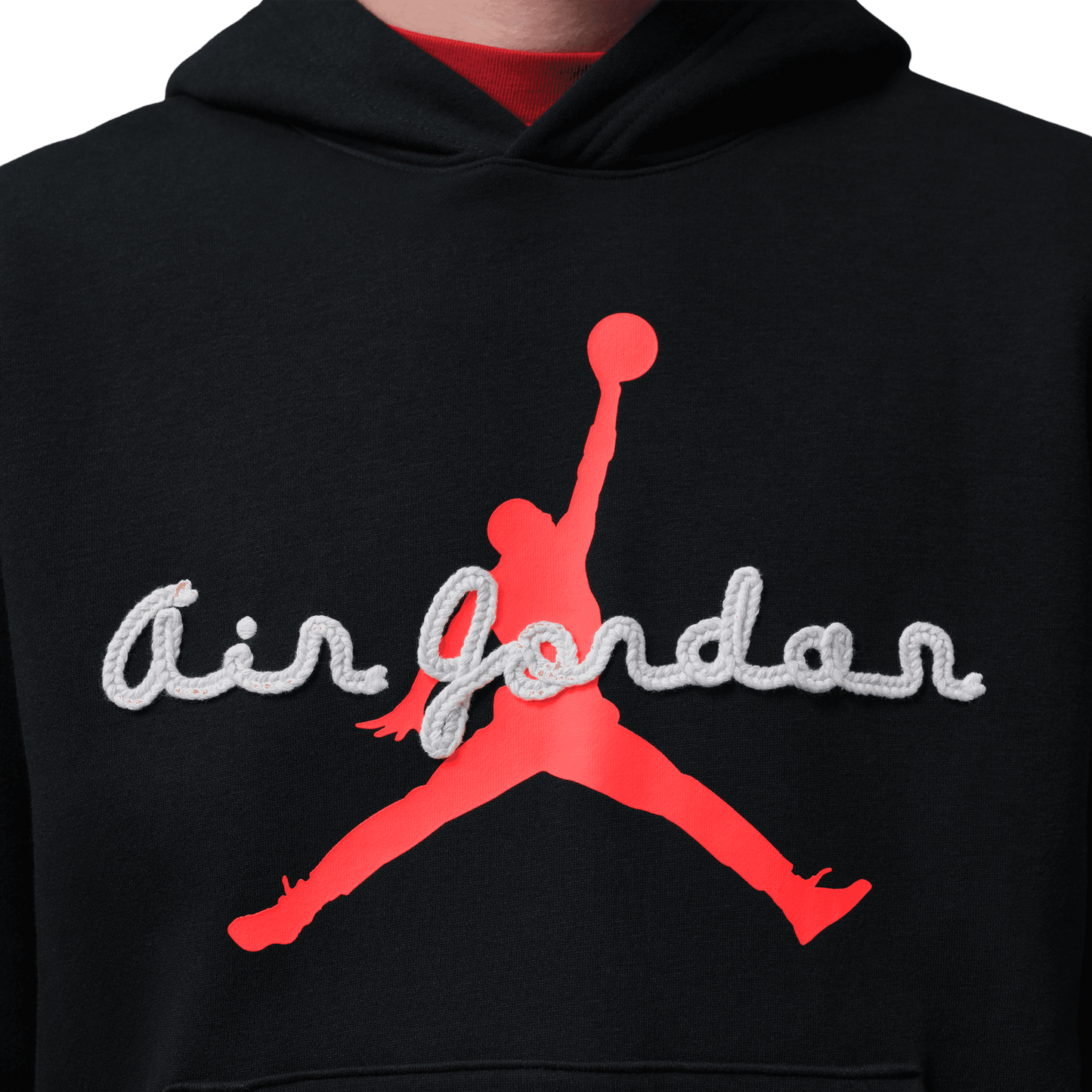 Jordan AJ6 Script Brooklyn Fleece Pullover Hoodie - Men's - Infrared 23/Black