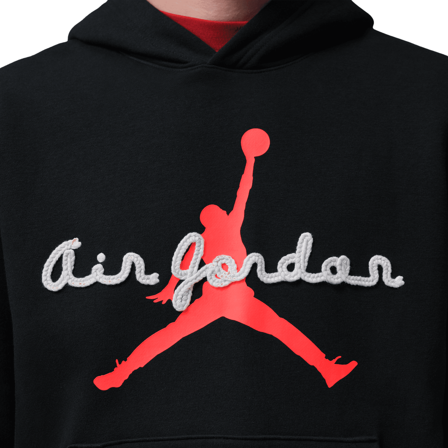 Jordan AJ6 Script Brooklyn Fleece Pullover Hoodie - Men's - Infrared 23/Black