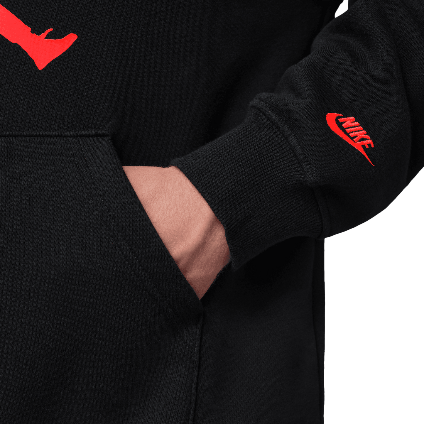 Jordan AJ6 Script Brooklyn Fleece Pullover Hoodie - Men's - Infrared 23/Black