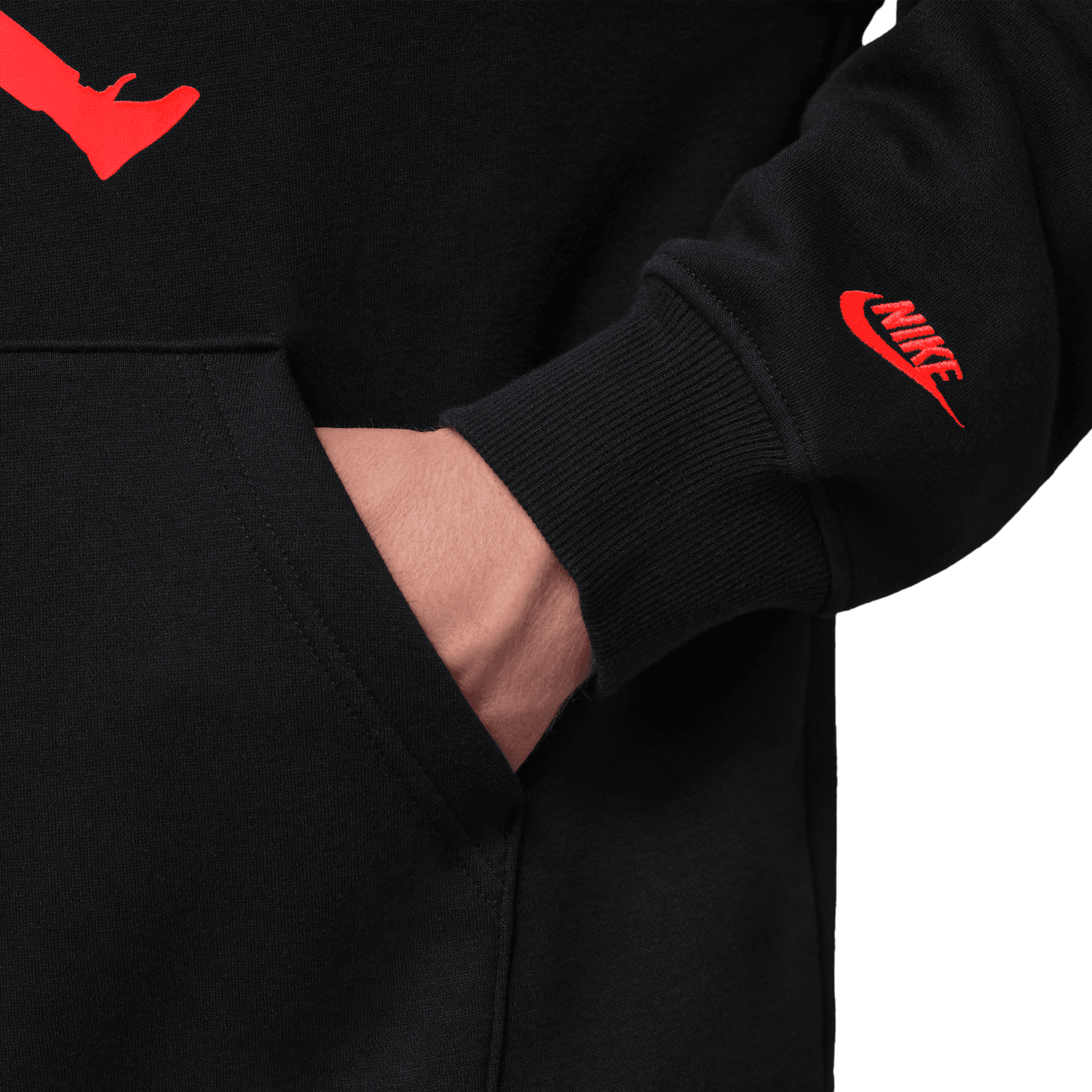 Jordan AJ6 Script Brooklyn Fleece Pullover Hoodie - Men's - Infrared 23/Black