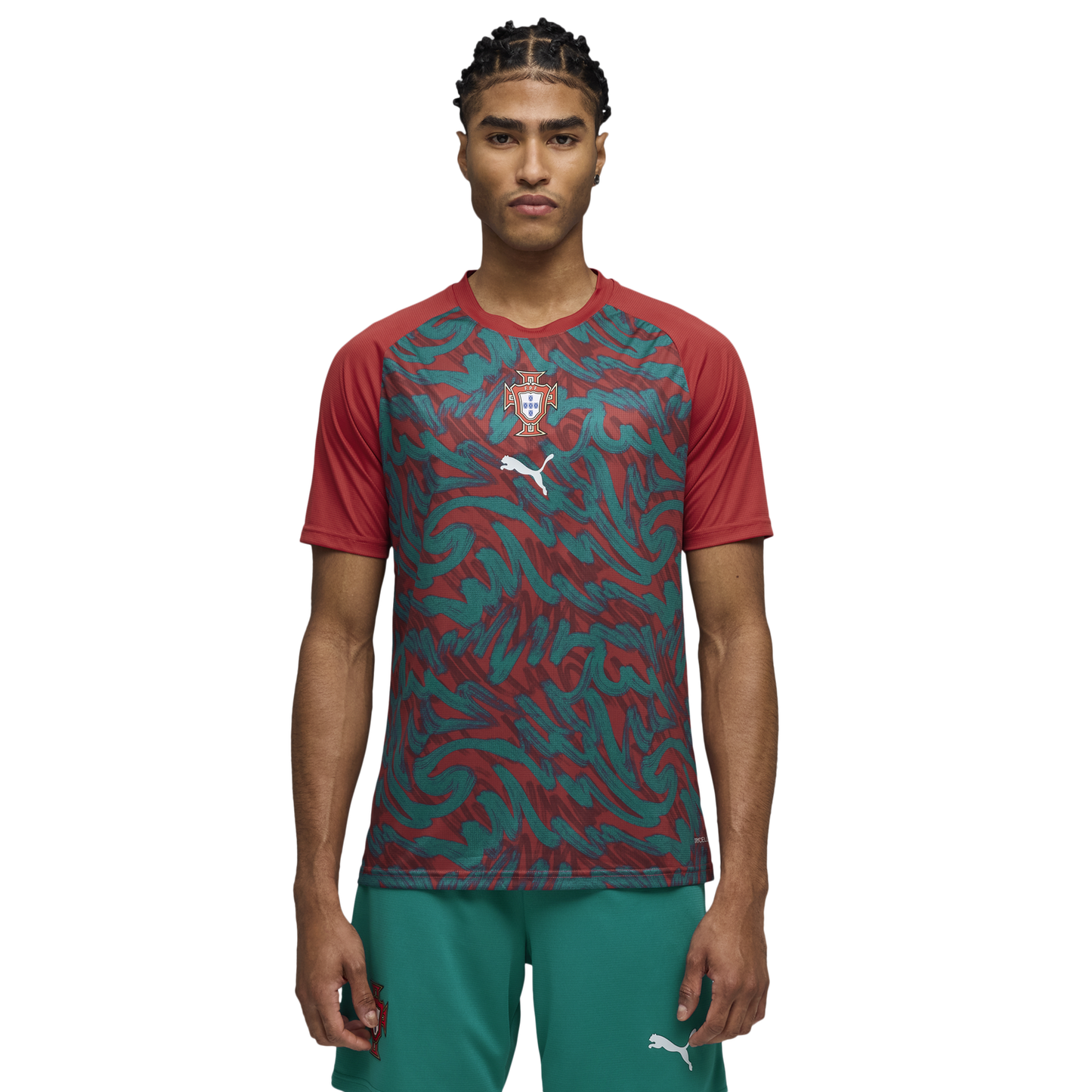 PUMA FPF Warm Up Jersey - Men's - Club Red/Green Lagoon