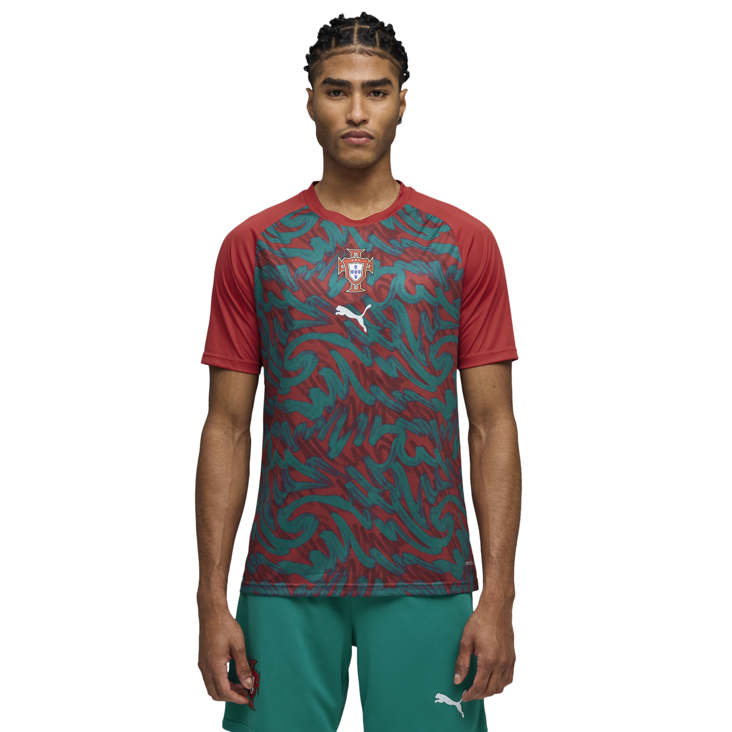 PUMA FPF Warm Up Jersey - Men's - Club Red/Green Lagoon