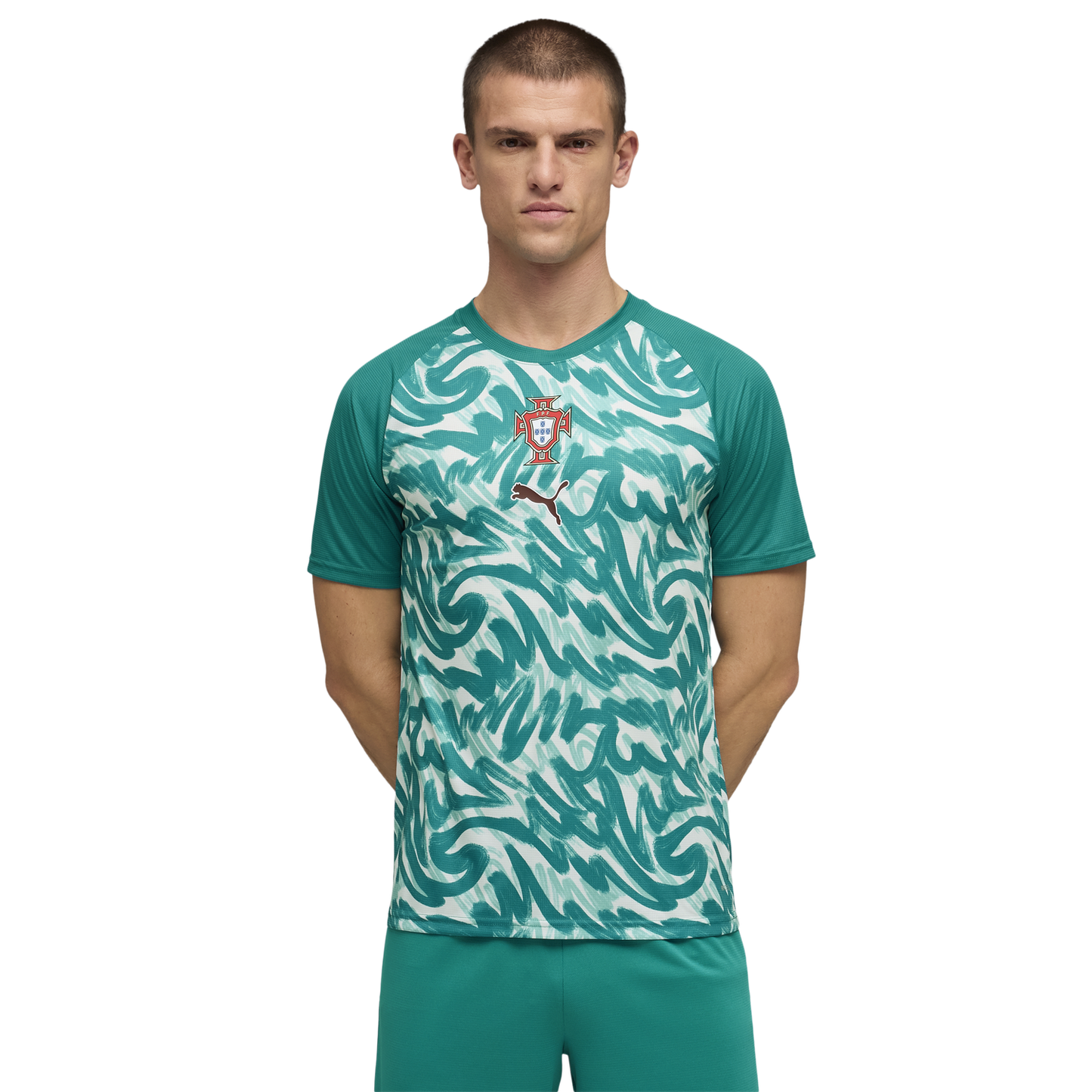 PUMA FPF Warm Up Jersey - Men's - Green Lagoon/Ruby Shimmer